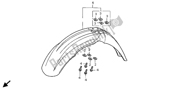 All parts for the Front Fender of the Honda CR 250R 2001