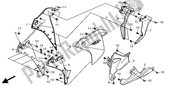 Alle onderdelen voor de Middenkap & Onderbak van de Honda CBR 250R 2011