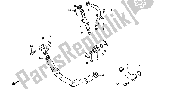 All parts for the Water Pipe of the Honda XRV 750 Africa Twin 1993