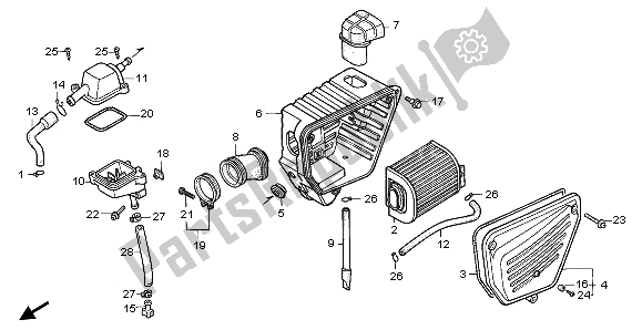 All parts for the Air Cleaner of the Honda CB 250 1997