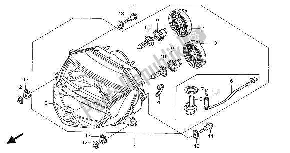 All parts for the Headlight (eu) of the Honda CBR 1100 XX 2002