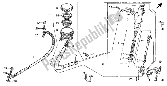 All parts for the Rear Brake Master Cylinder of the Honda XRV 750 Africa Twin 1998