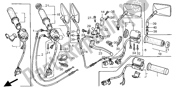 All parts for the Switch & Cable of the Honda VF 750C 1997