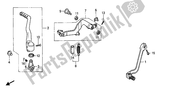 Todas as partes de Mudar Pedal E Pedal De Freio E Braço De Partida De Chute do Honda CR 500R 1 1992