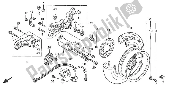 Tutte le parti per il Ruota Posteriore del Honda FJS 600A 2005