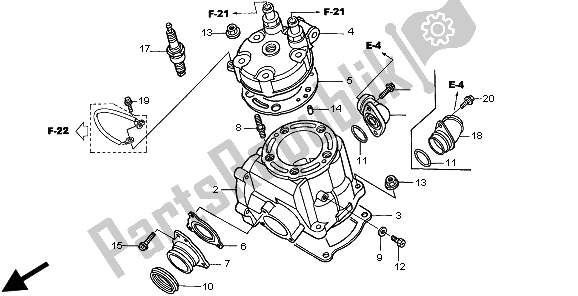 Alle onderdelen voor de Cilinder & Cilinderkop van de Honda CR 125R 2003
