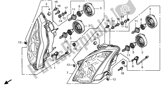 All parts for the Headlight (uk) of the Honda VFR 800A 2010
