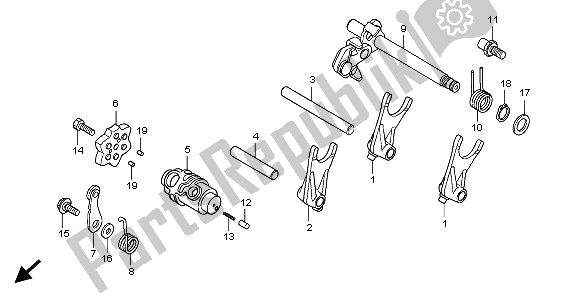 All parts for the Gearshift Drum of the Honda CBF 125M 2009