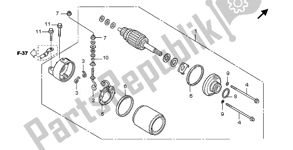 All parts for the Starting Motor of the Honda CBF 1000 FT 2011