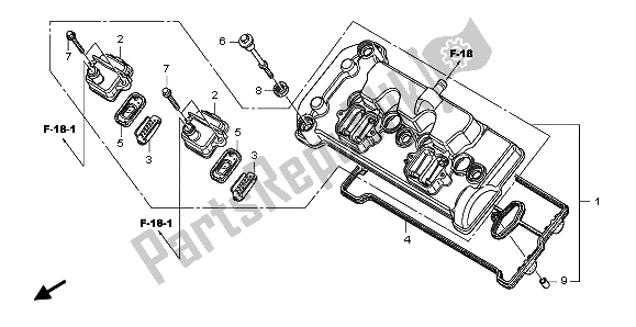 All parts for the Cylinder Head Cover of the Honda CBF 600S 2009