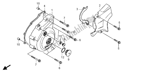 Alle onderdelen voor de Linker Carterdeksel van de Honda CBF 125M 2013