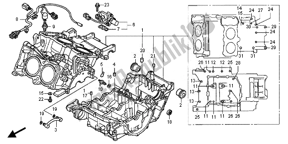 All parts for the Crankcase of the Honda VFR 800X 2011