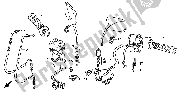 Todas as partes de Interruptor E Cabo do Honda CB 1300 SA 2009