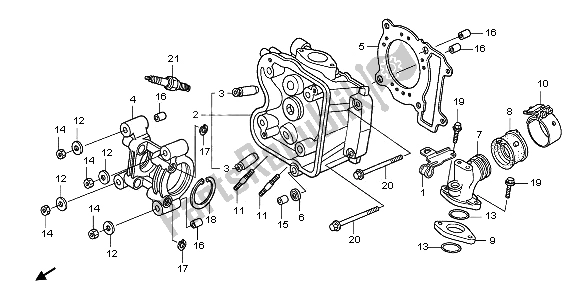 All parts for the Cylinder Head of the Honda PES 125 2013