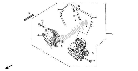 All parts for the Carburetor (assy.) of the Honda NTV 650 1993
