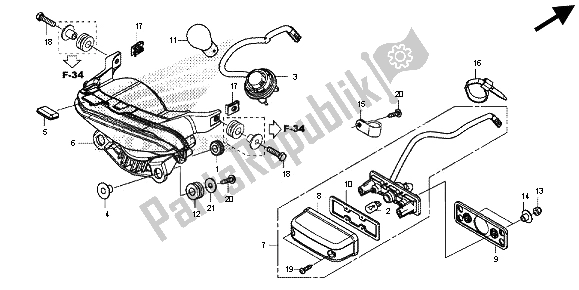 Tutte le parti per il Fanale Posteriore del Honda CB 500 FA 2013