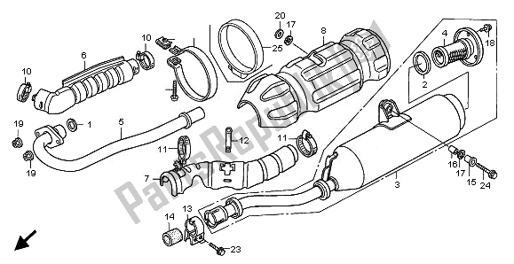 All parts for the Exhaust Muffler of the Honda TRX 500 FA Fourtrax Foreman Rubicon 2008