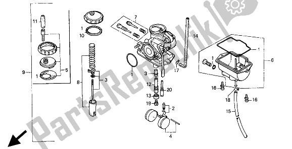 All parts for the Carburetor of the Honda XR 80R 1994