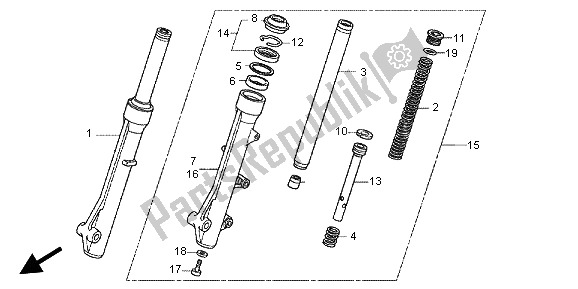 All parts for the Front Fork of the Honda NSC 502 WH 2013