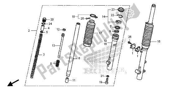 Todas as partes de Garfo Dianteiro do Honda CRF 125 FB LW 2014