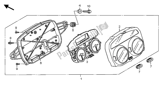 All parts for the Meter (mph) of the Honda XL 1000V 2010