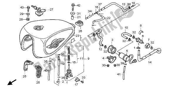 Alle onderdelen voor de Brandstoftank En Brandstofpomp van de Honda VT 1100C2 1998