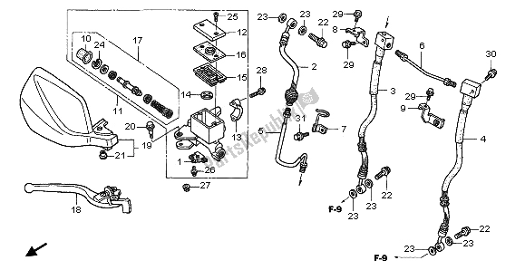 All parts for the Fr. Brake Master Cylinder of the Honda XL 650V Transalp 2006