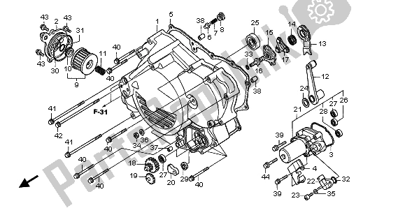 All parts for the Front Crankcase Cover of the Honda TRX 450 FE Fourtrax Foreman ES 2002