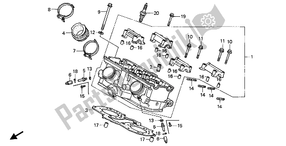Todas las partes para Culata (trasera) de Honda VFR 750F 1991