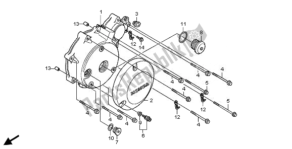 All parts for the Left Crankcase Cover of the Honda VT 750C2S 2011