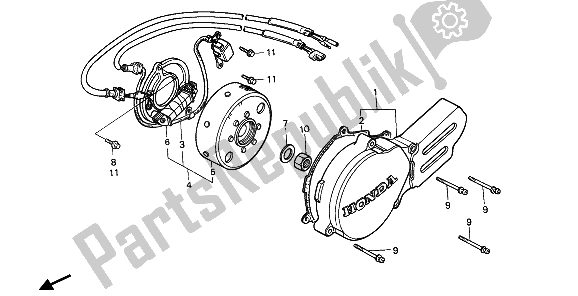 Todas las partes para Tapa Del Cárter Izquierdo Y Generador de Honda CR 80R 1987