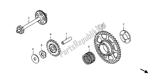 All parts for the Starting Driven Gear of the Honda CB 600F Hornet 2012