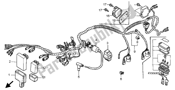 All parts for the Wire Harness of the Honda TRX 400 FW Fourtrax Foreman 2001