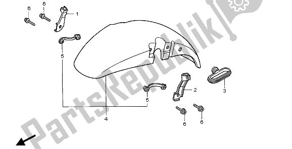 All parts for the Front Fender of the Honda CB 750F2 1995