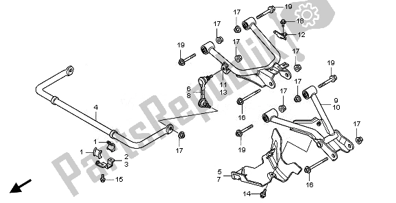 Tutte le parti per il Braccio Posteriore del Honda TRX 420 FA Fourtrax Rancher AT 2010