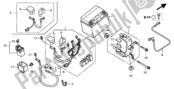 All parts for the Battery of the Honda CBF 1000 2008