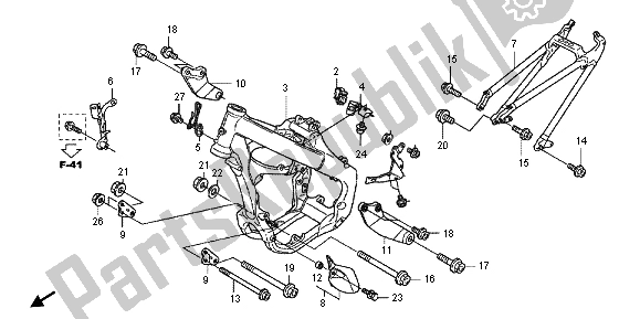 Alle onderdelen voor de Frame Lichaam van de Honda CRF 250R 2013