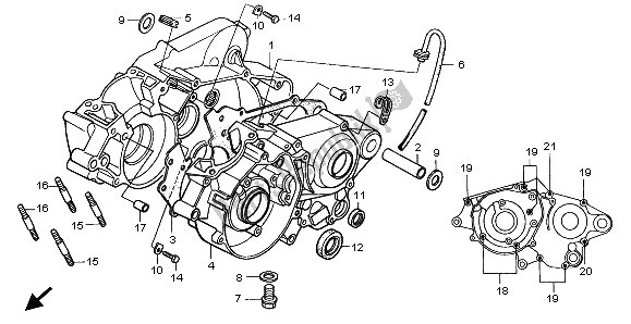 All parts for the Crankcase of the Honda CR 80R SW 2001