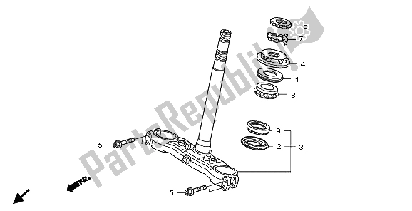 All parts for the Steering Stem of the Honda CB 1000R 2009