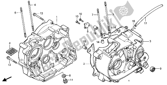 All parts for the Crankcase of the Honda XR 80R 1986