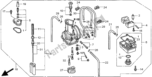 Todas as partes de Carburador do Honda CR 125R 2002