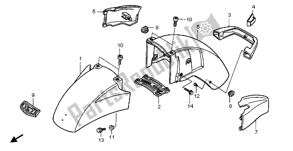 All parts for the Front Fender of the Honda GL 1500 SE 1996