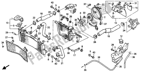 Alle onderdelen voor de Radiator van de Honda VFR 400R3 1991
