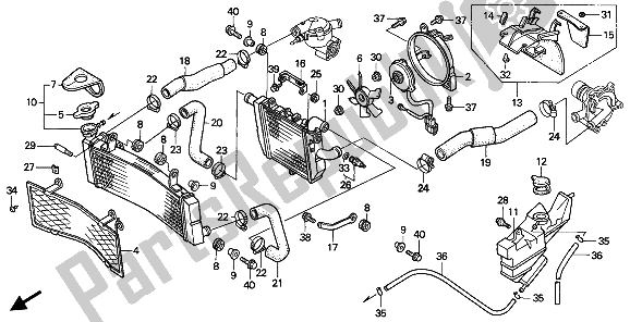 Alle onderdelen voor de Radiator van de Honda VFR 400R3 1991