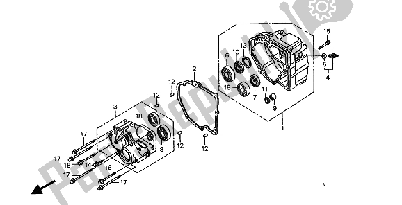 All parts for the Rear Case of the Honda ST 1100 1994