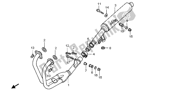 All parts for the Exhaust Muffler of the Honda CB 500 1996