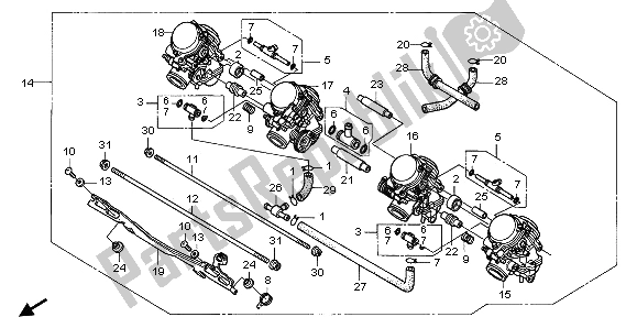 All parts for the Carburetor (assy.) of the Honda CBR 1000F 1996