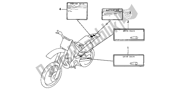 Todas as partes de Etiqueta De Cuidado do Honda CR 125R 1991