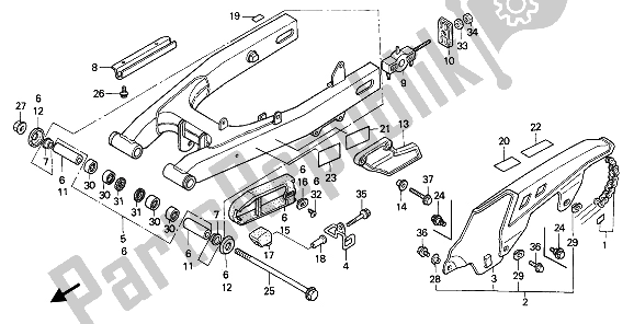 All parts for the Rear Fork of the Honda XL 600V Transalp 1994
