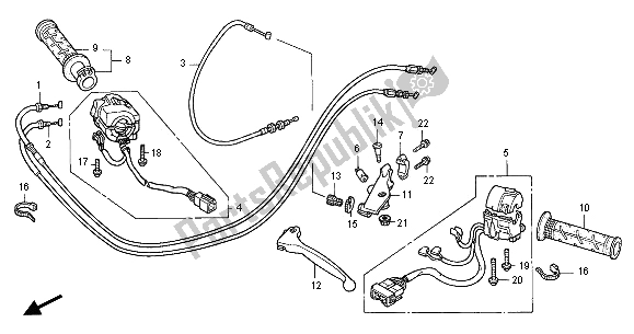 Todas as partes de Alavanca De Manivela E Interruptor E Cabo do Honda CBR 600 FS 2001